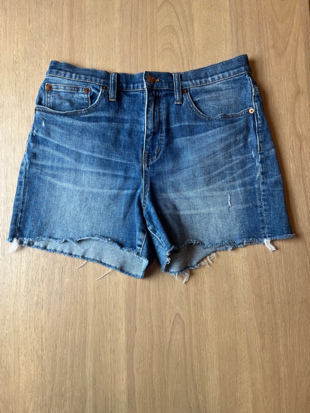 Madewell Blue High-Rise Frayed Hem Denim Jean Shorts Size 29